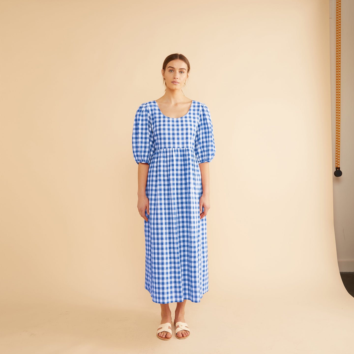 Blue Gingham Midi Dress – Albaray